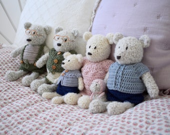 Crochet Fluffy Bear Family Written Pattern - Crochet Amigurumi Bear Pattern