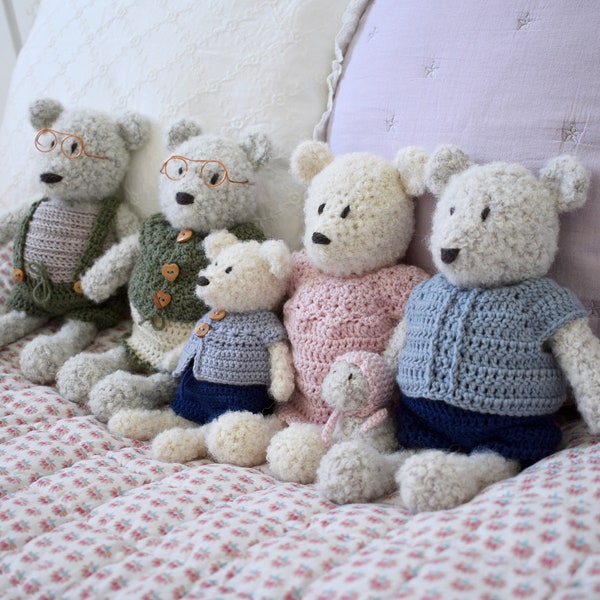 Crochet Fluffy Bear Family Written Pattern - Crochet Amigurumi Bear Pattern