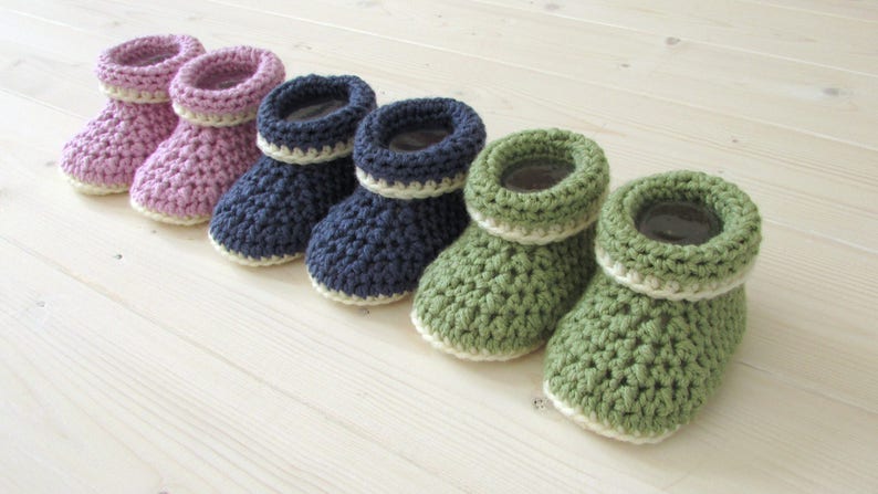 Beginners Crochet Cuffed Baby Booties / Shoes Written Pattern Roll Top Baby Booties 画像 7