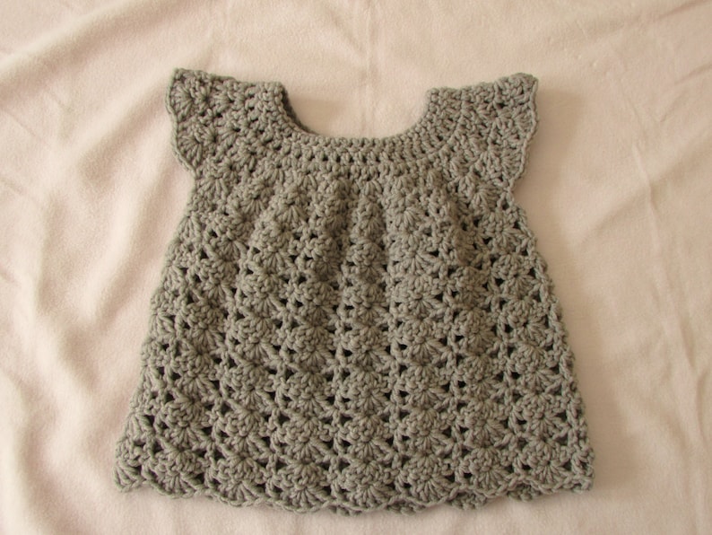 Crochet Baby / Toddler's Shell Stitch Dress Written Pattern image 1