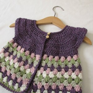 Crochet Baby / Girl's Granny Stripe Cardigan Written Pattern image 3