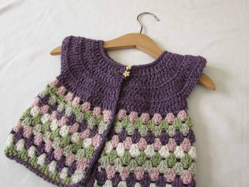 Crochet Baby / Girl's Granny Stripe Cardigan Written Pattern image 3