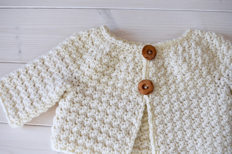 Crochet Esme Cardigan Written Pattern Simple Textured Baby / Children's Cardigan Pattern image 6