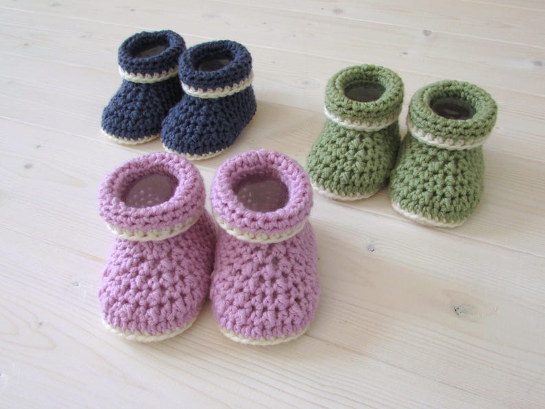 Beginners Crochet Cuffed Baby Booties / Shoes Written Pattern Roll Top Baby Booties image 4