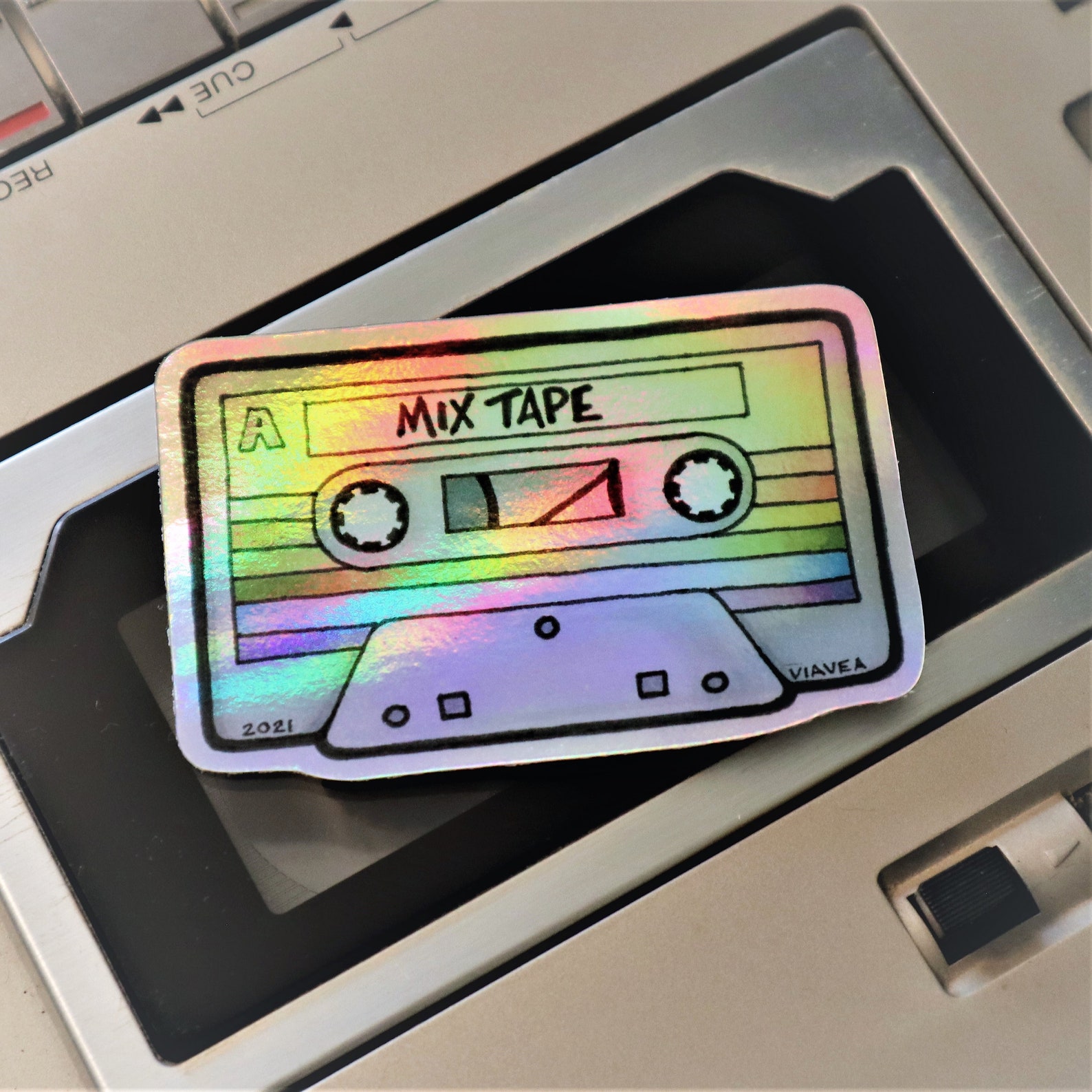 Mix Tape - Holographic Vinyl Sticker - Original Artwork - Etsy