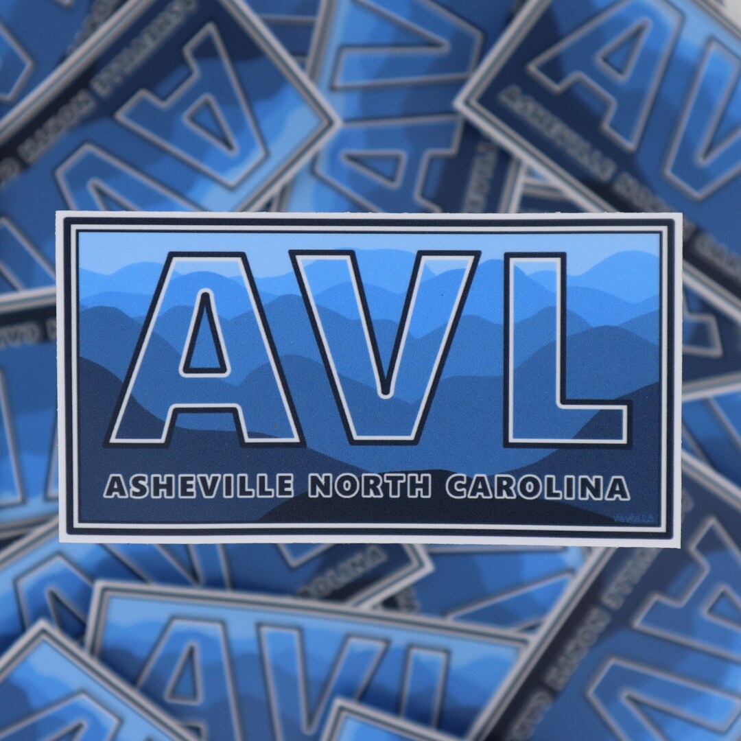 AVL Asheville North Carolina - Vinyl Sticker - Original Artwork - Blue ...