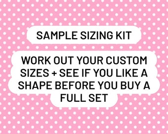 Sample Sizing Guide Pack - Coffin Round Square Oval Almond Short Mid Nail Sizing Tester Pack - 1 of Each Size Nail - PaigesPressOns