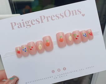 Fruitsalade - Set van 10 korte of middellange ronde kist Stiletto vierkante ovale gel kunstnagels - PaigesPressOns