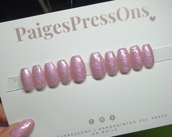 Candyfloss - Set of 10 Short or Medium Length Round Coffin Stiletto Square Oval Gel False Nails - PaigesPressOns