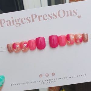 Lover - Set of 10 Short or Medium Length Round Coffin Stiletto Square Oval Gel False Nails - PaigesPressOns