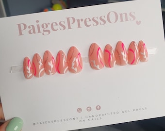 Pinky Promise - Set of 10 Short or Medium Length Round Coffin Stiletto Square Oval Gel False Nails - PaigesPressOns