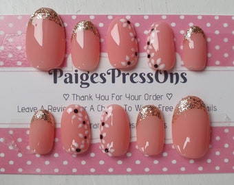 All That Glitters - Set of 10 Short or Medium Length Round Coffin Stiletto Square Oval Gel False Nails - PaigesPressOns