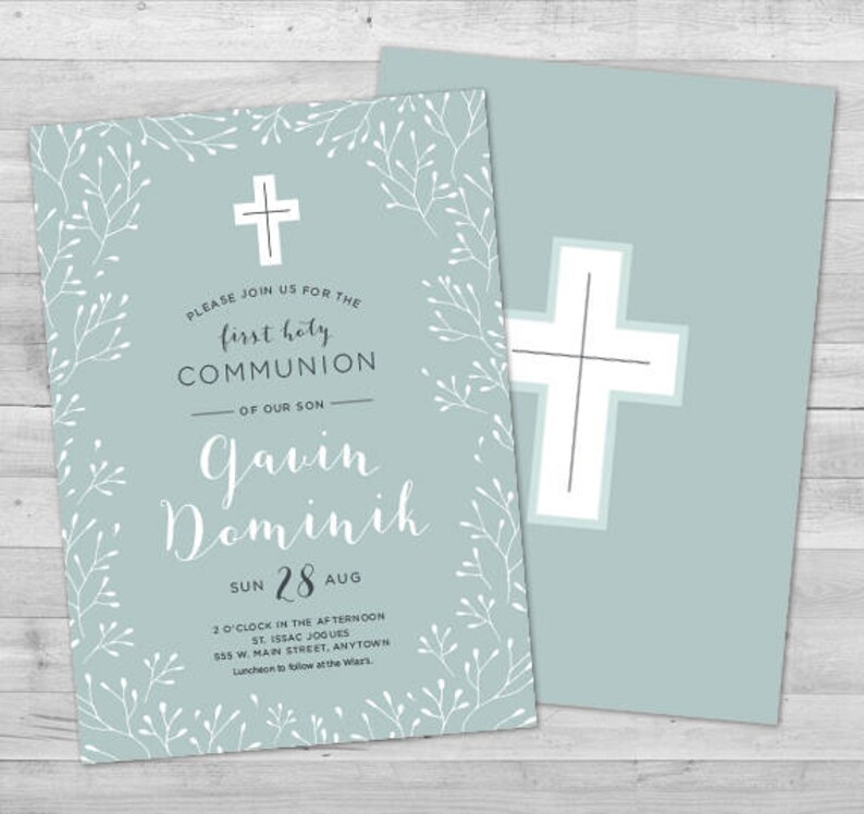 First Communion Invitation Boy Communion Invitations Boy Boy Etsy
