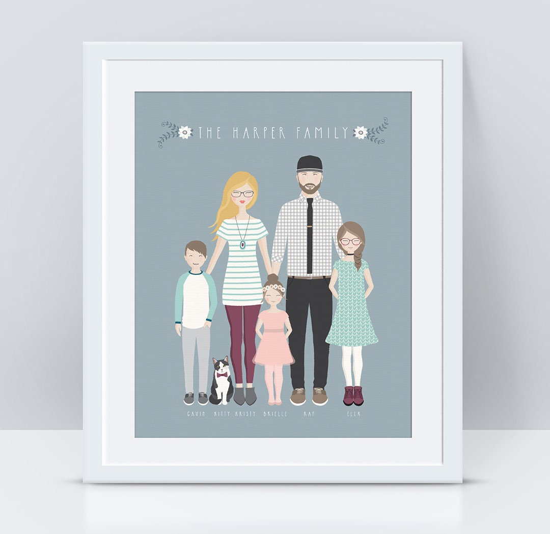 Custom Family Portrait PRINTABLE, Personalized Family Illustration ...