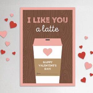 Coffee Valentines Day Card PRINTABLE Classroom Valentines - Etsy