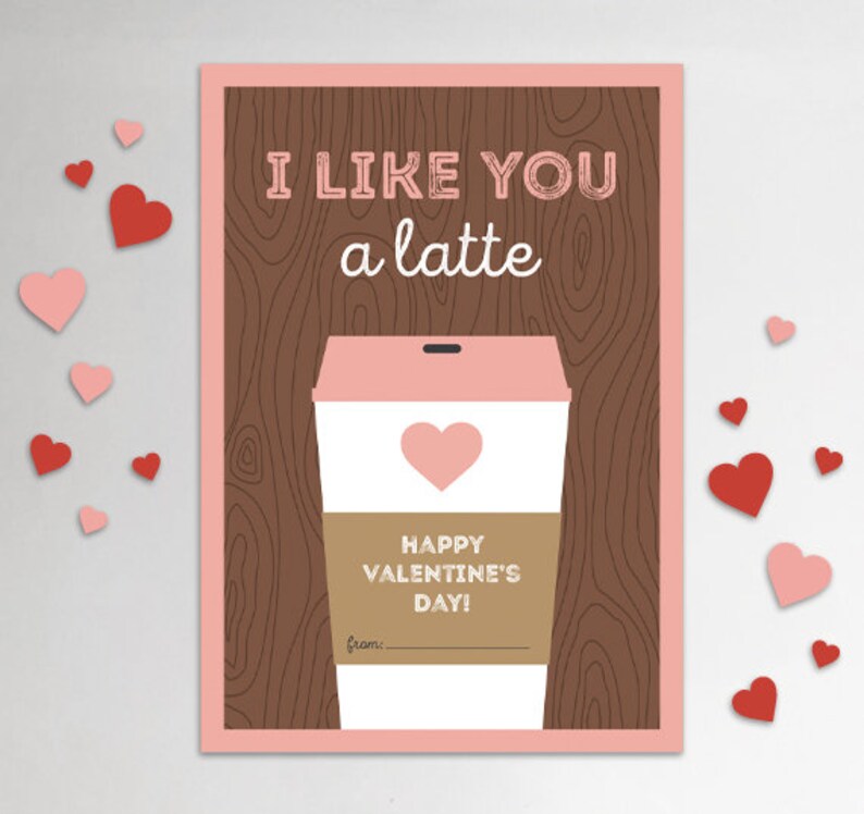 Coffee Valentines Day Card PRINTABLE Classroom Valentines - Etsy