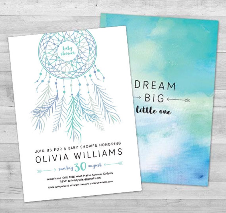 Boho Baby Shower Invitation Dreamcatcher Baby Shower Etsy