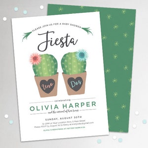 Fiesta Baby Shower Invitations for Twins PRINTABLE, Cactus Baby Shower Invitation, Twins Baby Shower Invite, Baby Shower Invitation Twins