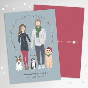 Custom Couples Portrait Christmas Cards PRINTABLE, Family Portrait Illustration Holiday Card, Custom Illustrated Personalized Holiday Cards