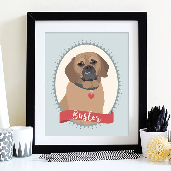 Custom Dog Portrait Illustration PRINTABLE, Custom Pet Portrait, Custom Illustrated Dog Portrait, Personalized Pet Memorial, Dog Memorial