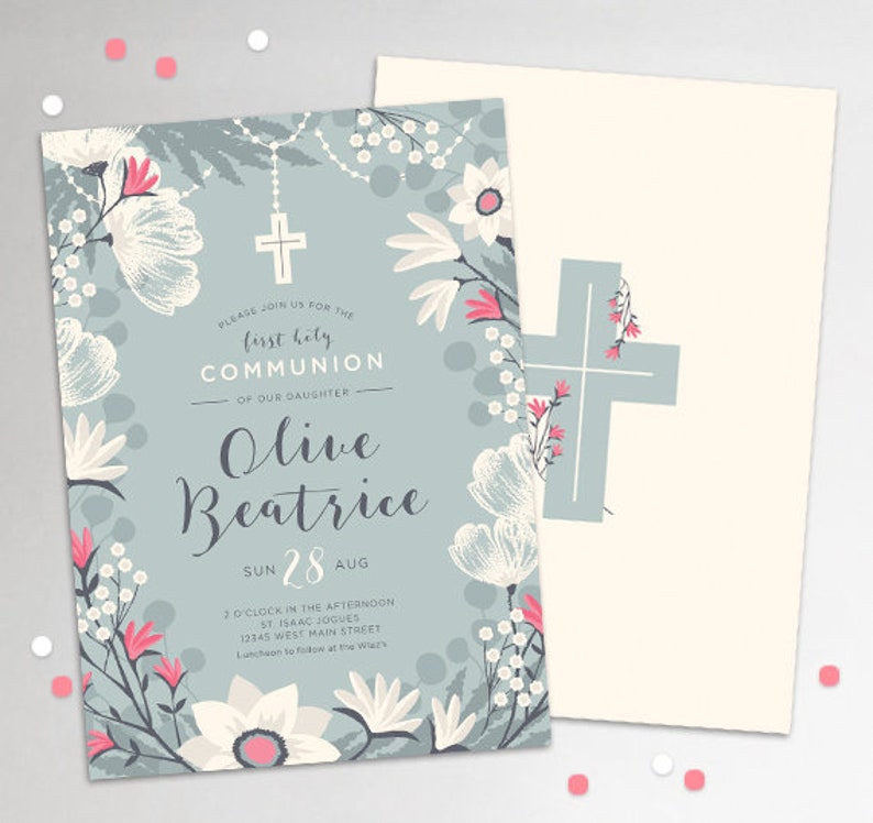 First Communion Invitation Girl PRINTABLE Communion Etsy UK