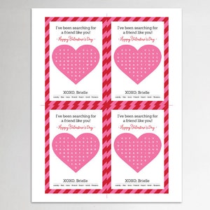 CUSTOMIZED Valentines Day Card PRINTABLE Classroom Valentines - Etsy