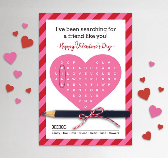 Valentines Day Card PRINTABLE Classroom Valentines Cards | Etsy