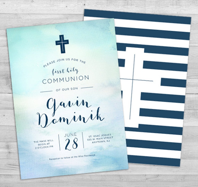 First Communion Invitation Boy Communion Invitations Boy Boy Etsy