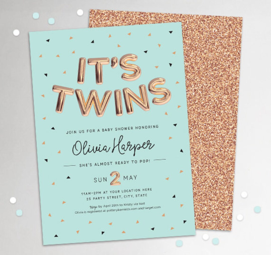 Twins Baby Shower Invites PRINTABLE Baby Shower Invitation - Etsy