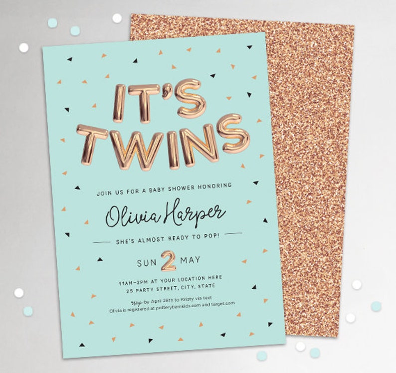 Twins Baby Shower Invites PRINTABLE Baby Shower Invitation - Etsy