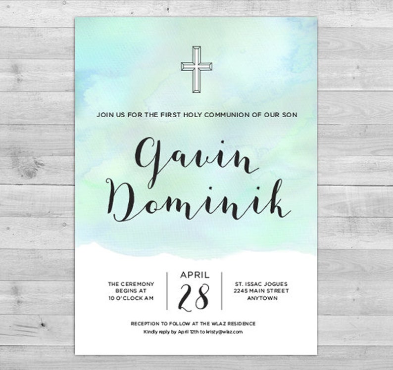 First Communion Invitation Boy Communion Invitations Boy Boy Etsy