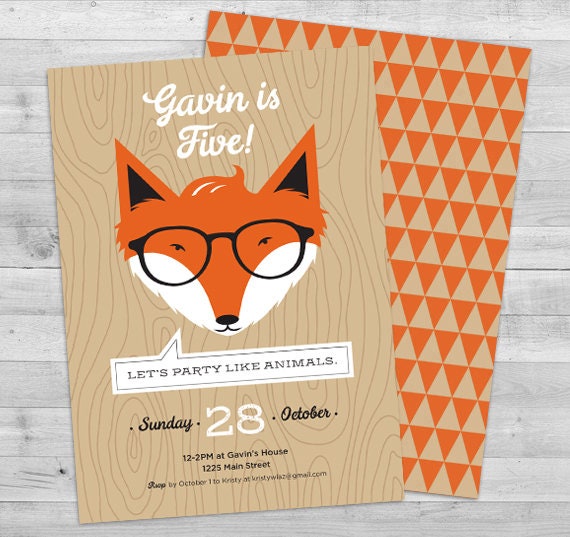 fall birthday invitations fall birthday invite fox birthday etsy fall party invitation