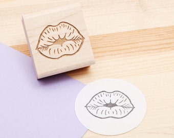 Kissing Lips Rubber Stamp