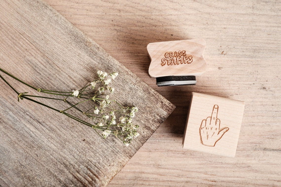 Middle Finger Rubber Stamp Mature Content - Etsy