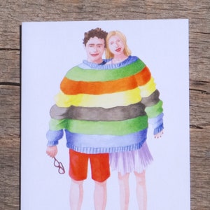 Vriendschapskaart, Relatie, Wenskaart, Paar, Beste vrienden, Aquarel, Liefde, Samen, Vrienden, Trui, Trui, Valentijnsdag