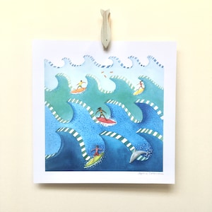 Kunstdruck, Surf Wandkunst, Surfen Druck, Surfen Druck, Wassersport Wandkunst, Surfen Kunstdruck, Meer Druck, Aquarell Illustration, Wohnkultur