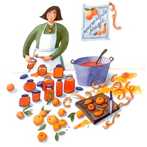 Marmalade card, Making Marmalade, Marmalade Magic, Oranges, Seville Orange, Jam, Jam making, Cooking, Fruit, Orange, Homemade, Illustration