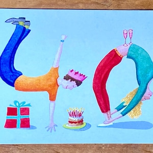 40e, 40e verjaardagskaart, 40 vandaag, geïllustreerde verjaardagskaart, yogawenskaart, yogaverjaardagskaart, gelukkige verjaardagskaart, veertigste, veertigste