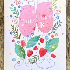 Congratulazioni, Flute da champagne, Felice anniversario, Felice giorno delle nozze, Biglietto di fidanzamento, Biglietto di anniversario, Biglietto di nozze, Biglietto di celebrazione