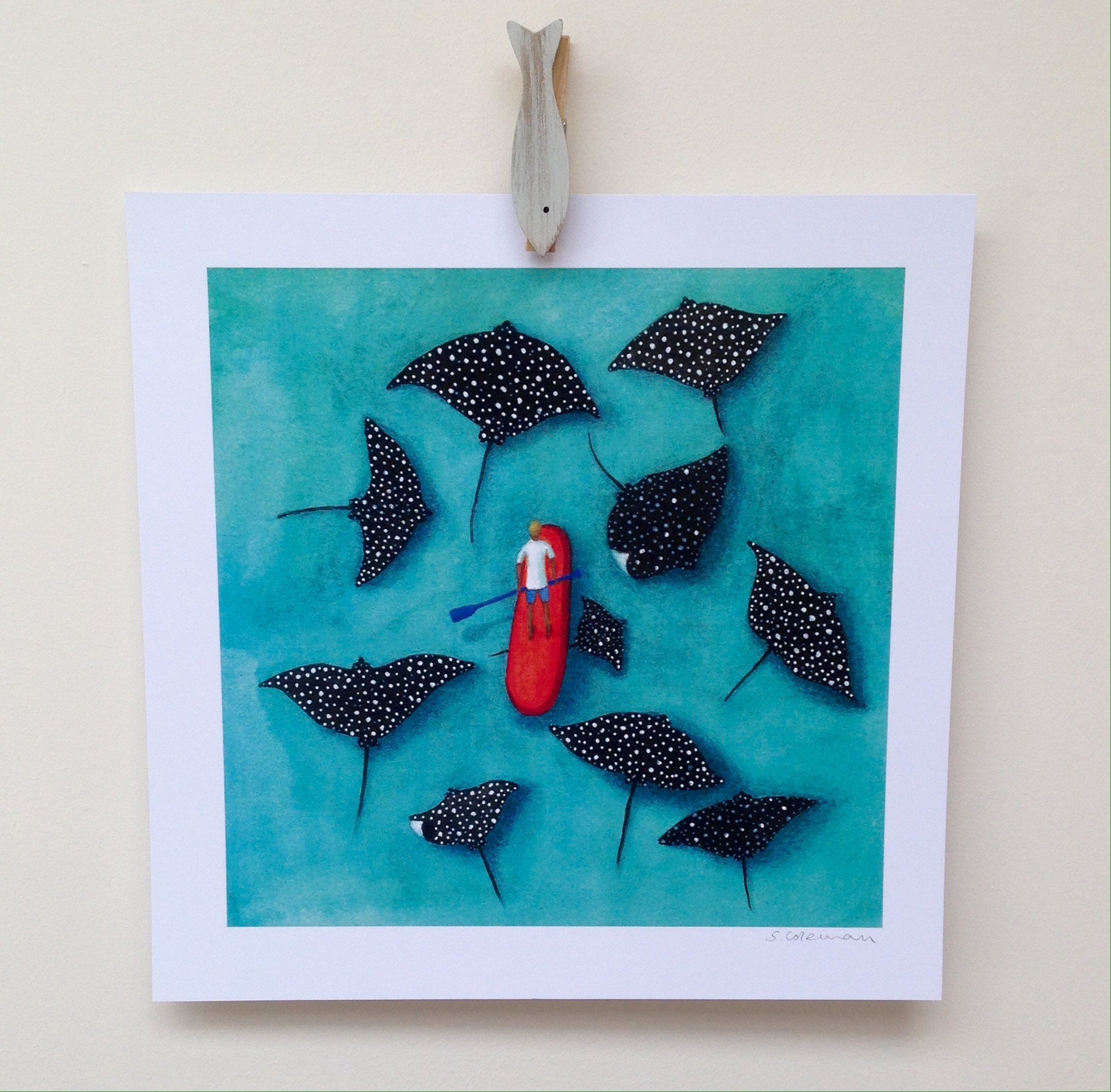 SUP Art Print, Stand up Paddle Board Print, Nautical Wall Art ...