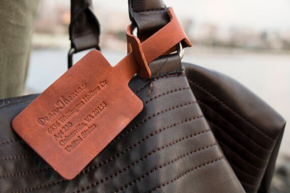 leather bag tag