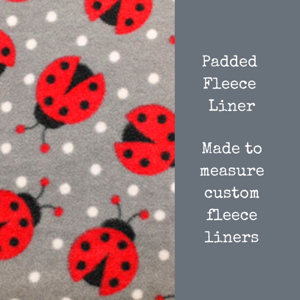 Custom size ladybird PADDED fleece cage liner for hedgehog, guinea pig, rabbit(ZooZone, Vivariums, Critter Nation, C&C, Hutch, Ferplast)