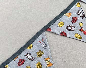 Grey Woodland Animals miniature bunting. Viv decorations. Cage decorations.