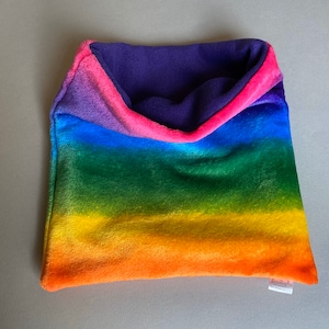 LARGE rainbow cuddle soft snuggle sack. Sleeping bag for hedgehogs, guinea pigs and other small animals. Small pet sleeping bag. image 1