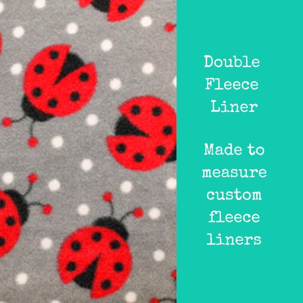 Custom size ladybird DOUBLE fleece cage liner for hedgehogs, guinea pigs, rabbit(ZooZone, Vivariums, Critter Nation, C&C, Hutch, Ferplast)