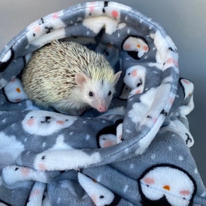 Winter animals cuddle fleece handling blankets for small pets like hedgehogs, guinea pigs, rats, etc. Fleece lap blankets.