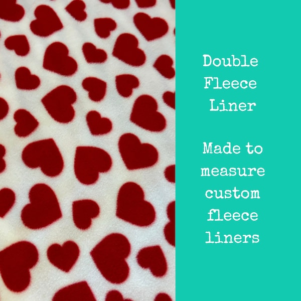 Custom size hearts DOUBLE fleece cage liner for hedgehogs, guinea pigs, rabbit(ZooZone, Vivariums, Critter Nation, C&C, Hutch, Ferplast)