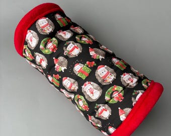 Christmas hedgehogs stay open tunnel. Padded fleece tunnel. Tube. Padded tunnel for guinea pigs. Small pet cosy tunnel.
