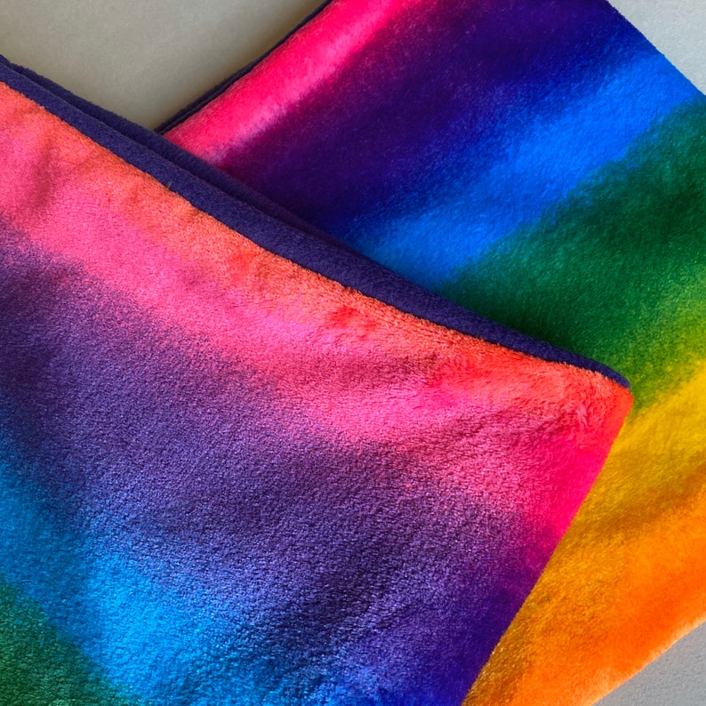 LARGE rainbow cuddle soft snuggle sack. Sleeping bag for hedgehogs, guinea pigs and other small animals. Small pet sleeping bag. image 7