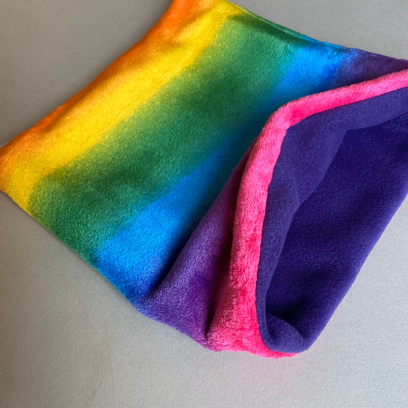 LARGE rainbow cuddle soft snuggle sack. Sleeping bag for hedgehogs, guinea pigs and other small animals. Small pet sleeping bag. image 3